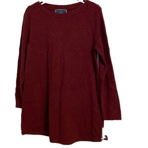 KAREN SCOTT Merlot White Fleck Crew Neck Sweater, Women’s M